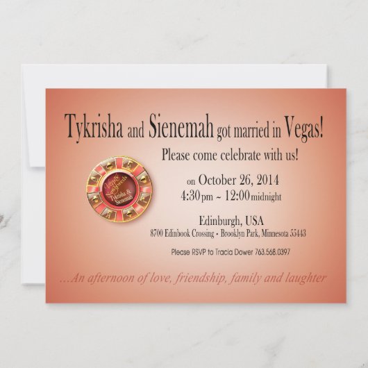 ::CUSTOM:: Koraal Goud Las Vegas Deluxe Trouwen Kaart (Achterkant)