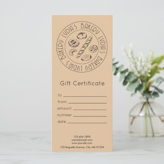 Custom Kraft Bakery Gift Certificate (Staand voorkant)