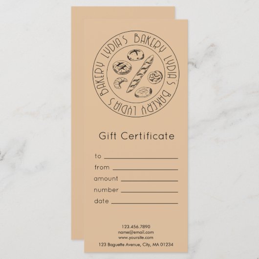 Custom Kraft Bakery Gift Certificate (Voorkant / Achterkant)
