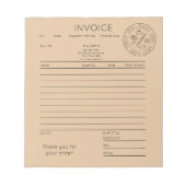 Custom Kraft Bakery Invoice Notitieblok (Voorkant)