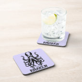 Custom Kraken Octopus Squid Name Personalized Bier Onderzetter (Rechterzijde)