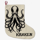 Custom Kraken Octopus Squid Name Personalized Grote Kerstsok (Voorkant)