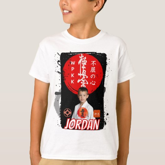 Custom Kyokushin Karate Photo White Kids Shirt (Voorkant)
