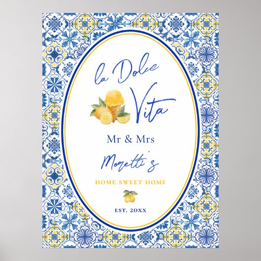 Custom La Dolce Vita Newlywed Coastal Home Poster (Voorkant)