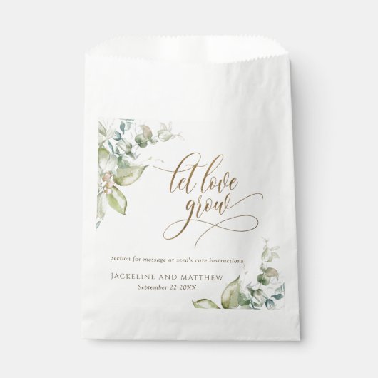 Custom, Laat Liefde Groeien, Elegante Zaden Favor  Bedankzakje (Voorkant)