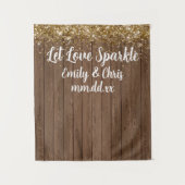Custom Laat Liefde Sparkle Wedding Rustieke Hout P Wandkleed (Voorkant)