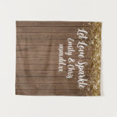 Custom Laat Liefde Sparkle Wedding Rustieke Hout P Wandkleed (Voorkant (horizontaal))