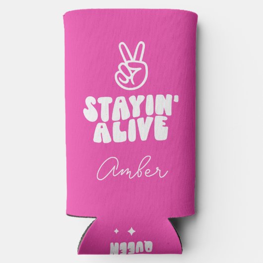 Custom Laatste Disco Dancing Queen Bachelorette Seltzer Blikjeskoeler (Achterkant)