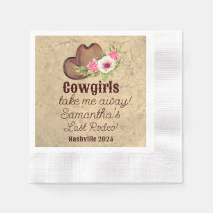 Custom Laatste Rodeo Rustieke Roze Bloemen Cowgirl Servet