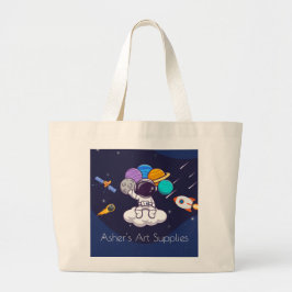 Custom Label & Cute Space Astronaut Grote Tote Bag
