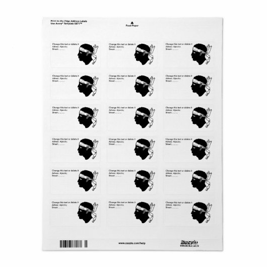 Custom Label with Flag of Corsica, Frankrijk (Full Sheet)