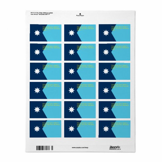 Custom Label with Flag of Minnesota, USA (Full Sheet)