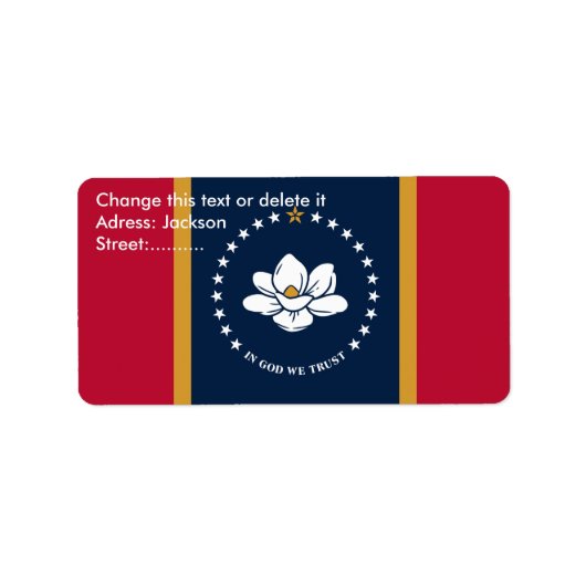 Custom Label with Flag of Mississippi, USA (Voorkant)