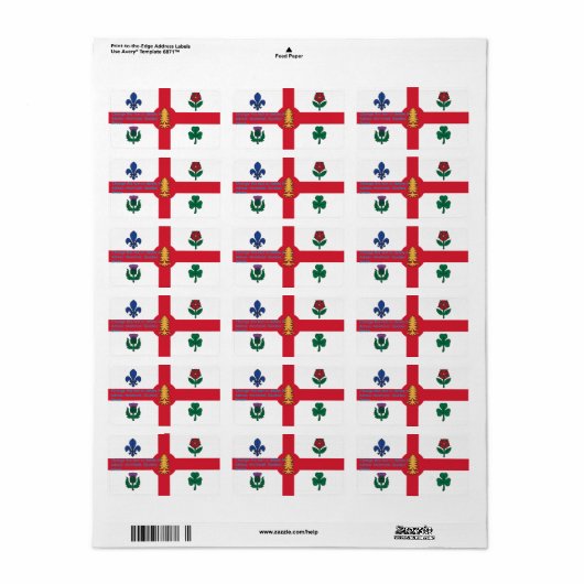 Custom Label with Flag of Montreal, Canada (Full Sheet)