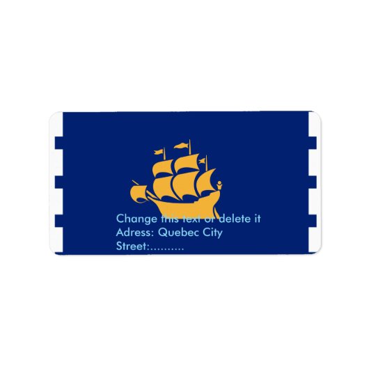 Custom Label with Flag of Quebec City, Canada (Voorkant)