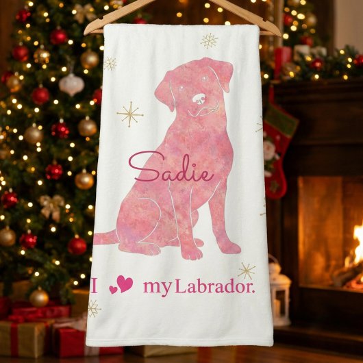 Custom Labrador Retriever Christmas Rose Red Sherpa Deken