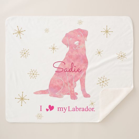 Custom Labrador Retriever Christmas Rose Red Sherpa Deken (Voorkant (horizontaal))