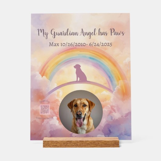 Custom Labrador Retriever Memorial Acrylic Sign Acryl Bord (Voorkant)