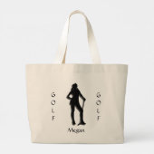 Custom Lady Golf Silhouette Canvas tas (Achterkant)