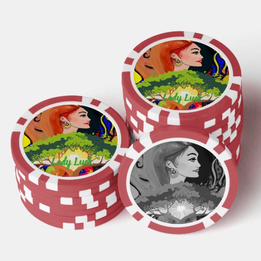 Custom Lady Luck 2 Couple's Game Night  Poker Chips (Opstapeling)
