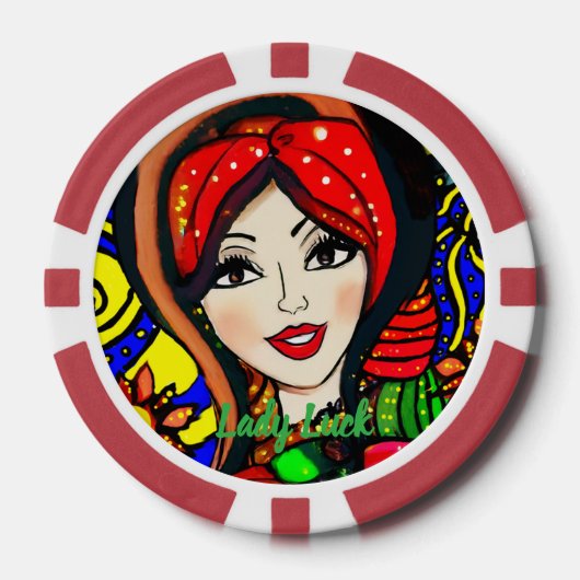 Custom Lady Luck 4 Couple's Game Night  Poker Chips (Voorkant)