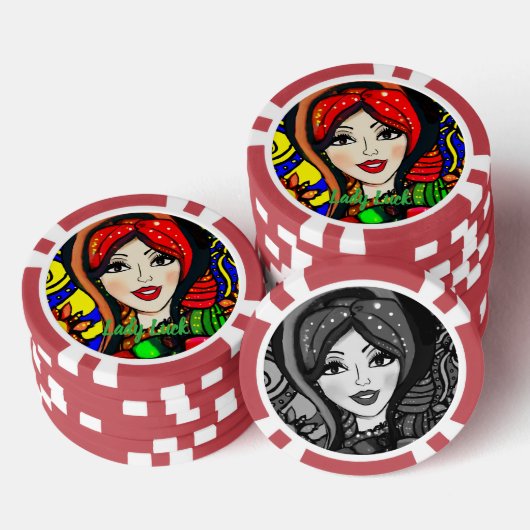 Custom Lady Luck 4 Couple's Game Night  Poker Chips (Opstapeling)