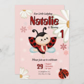 Custom Ladybug Birthday Invitation  Kaart (Voorkant / Achterkant)