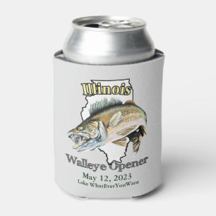 Custom Lake and Date Illinois Walleye Open Light Blikjeskoeler
