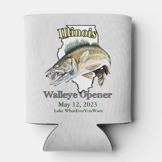 Custom Lake and Date Illinois Walleye Open Light Blikjeskoeler (Achterkant)