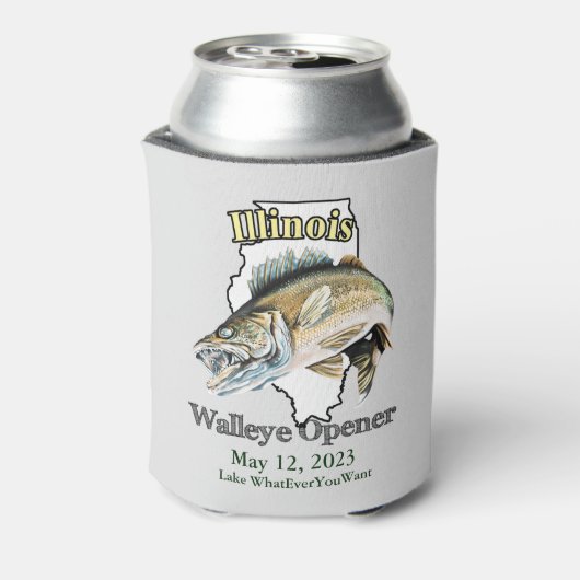 Custom Lake and Date Illinois Walleye Open Light Blikjeskoeler (Blikje Achterkant)