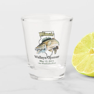 Custom Lake and Date Illinois Walleye Open Shot Glas