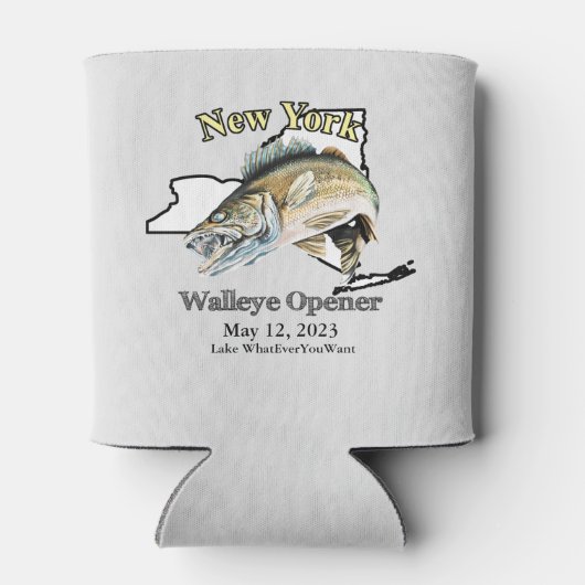 Custom Lake and Date New York Walleye Open Blikjeskoeler (Achterkant)