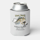 Custom Lake and Date New York Walleye Open Blikjeskoeler (Blikje Achterkant)
