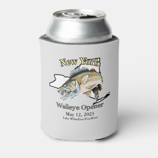 Custom Lake and Date New York Walleye Open Blikjeskoeler (Blikje Achterkant)