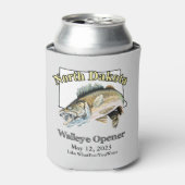 Custom Lake and Date North Dakota Walleye Open Blikjeskoeler (Blikje Voorkant)