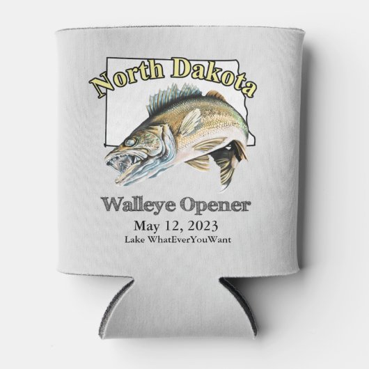 Custom Lake and Date North Dakota Walleye Open Blikjeskoeler (Voorkant)