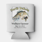 Custom Lake and Date North Dakota Walleye Open Blikjeskoeler (Achterkant)
