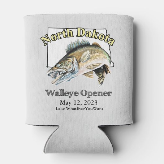 Custom Lake and Date North Dakota Walleye Open Blikjeskoeler (Achterkant)