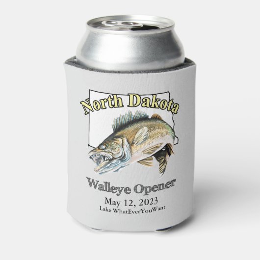 Custom Lake and Date North Dakota Walleye Open Blikjeskoeler (Blikje Achterkant)