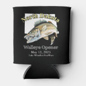 Custom Lake and Date North Dakota Walleye Open Blikjeskoeler (Voorkant)