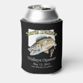 Custom Lake and Date North Dakota Walleye Open Blikjeskoeler (Blikje Achterkant)