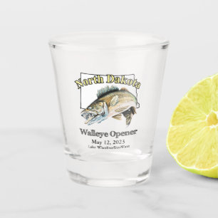 Custom Lake and Date North Dakota Walleye Open Shot Glas