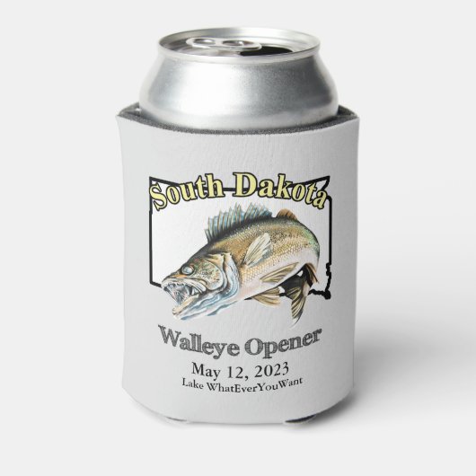 Custom Lake and Date South Dakota Walleye Open Blikjeskoeler (Blikje Achterkant)