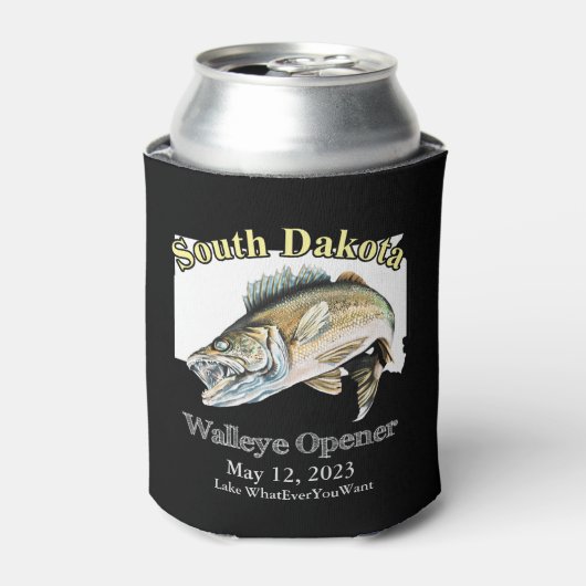 Custom Lake and Date South Dakota Walleye Open Blikjeskoeler (Blikje Voorkant)