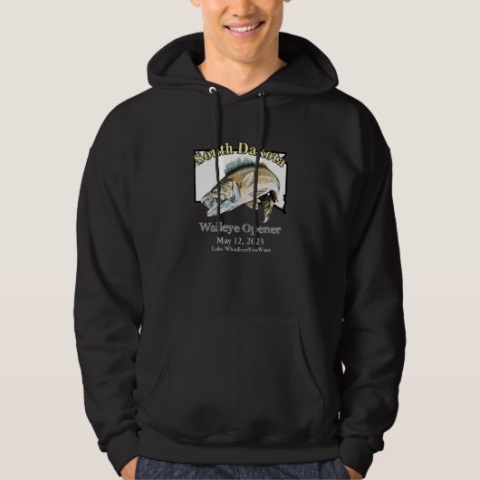 Custom Lake and Date South Dakota Walleye Open Hoodie (Voorkant)