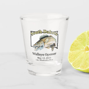 Custom Lake and Date South Dakota Walleye Open Shot Glas