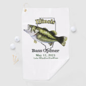 Custom Lake/Date Illinois Bass Vissen Towel Golfhanddoek (Insitu)