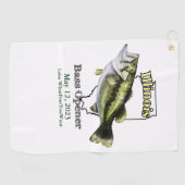 Custom Lake/Date Illinois Bass Vissen Towel Golfhanddoek (Horizontaal)