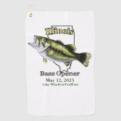 Custom Lake/Date Illinois Bass Vissen Towel Golfhanddoek (Voorkant)