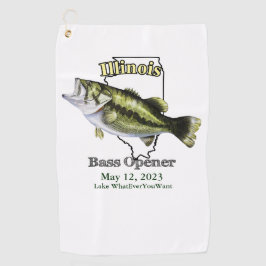 Custom Lake/Date Illinois Bass Vissen Towel Golfhanddoek